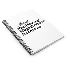 Load image into Gallery viewer, Manifesting Magnificence form Mess Spiral Notebook/Ruled Line Message Journal