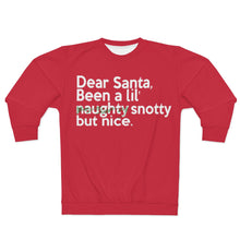 Load image into Gallery viewer, " Dear Santa, Been a lil'..."  (green scratch thru) Unisex Sweatshirt