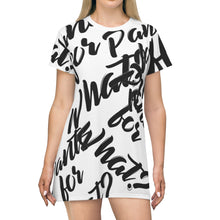 Load image into Gallery viewer, "PANTS FOR WHAT" (white) T-shirt Dress