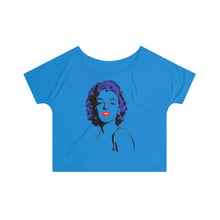 Load image into Gallery viewer, " Marilyn Monroe " (blue - black hair / red lippie )  Women's Slouchy top
