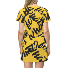 Load image into Gallery viewer, "PANTS FOR WHAT" (dark yellow) T-shirt Dress