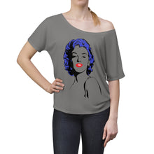 Load image into Gallery viewer, " Marilyn Monroe " (blue - black hair / red lippie )  Women's Slouchy top