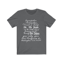 Load image into Gallery viewer, U.S. Constitution Designed Emancipation Trump - Biden (Bella Canvas 3001) Unisex Jersey Short Sleeve Tee