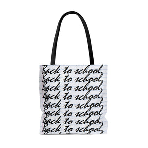 "Back to School" (Cursive) Notebook Paper Tote Bag