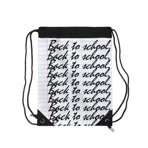 "Back to School" (Cursive) Notebook paper Drawstring Bag