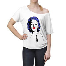 Load image into Gallery viewer, " Marilyn Monroe " (blue - black hair / red lippie )  Women's Slouchy top