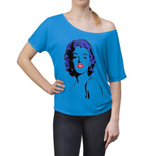 Load image into Gallery viewer, " Marilyn Monroe " (blue - black hair / red lippie )  Women's Slouchy top