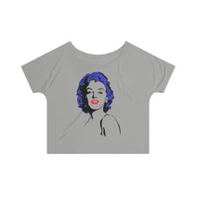 Load image into Gallery viewer, " Marilyn Monroe " (blue - black hair / red lippie )  Women's Slouchy top