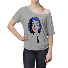 Load image into Gallery viewer, " Marilyn Monroe " (blue - black hair / red lippie )  Women's Slouchy top