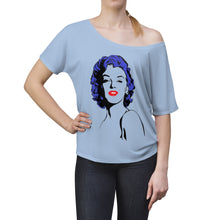 Load image into Gallery viewer, " Marilyn Monroe " (blue - black hair / red lippie )  Women's Slouchy top