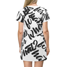 Load image into Gallery viewer, "PANTS FOR WHAT" (white) T-shirt Dress