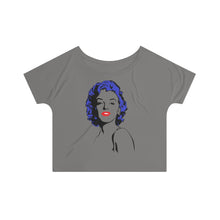 Load image into Gallery viewer, " Marilyn Monroe " (blue - black hair / red lippie )  Women's Slouchy top