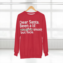 Load image into Gallery viewer, " Dear Santa, Been a lil'..."  (green scratch thru) Unisex Sweatshirt