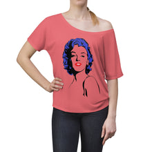 Load image into Gallery viewer, " Marilyn Monroe " (blue - black hair / red lippie )  Women's Slouchy top