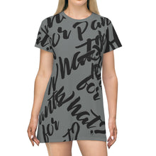 Load image into Gallery viewer, "PANTS FOR WHAT" (charcoal) T-shirt Dress