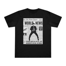 Load image into Gallery viewer, World News ELVIS Unisex Deluxe T-shirt (Black w/white)