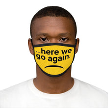 Load image into Gallery viewer, Here We Go Again Yellow Smiley Frown Mixed-Fabric Face Mask