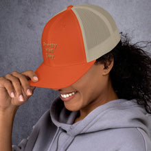 Load image into Gallery viewer, " Pretty Hat Day " (khaki stitch) Trucker Cap