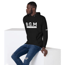 Load image into Gallery viewer, B.G.M (Black Guy Magic / white band / sleeved) Unisex Hoodie