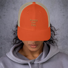 Load image into Gallery viewer, " Pretty Hat Day " (khaki stitch) Trucker Cap