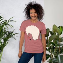 Load image into Gallery viewer, " Melanin Melanie " (red lippie / blonde afro) short-sleeve Unisex tee