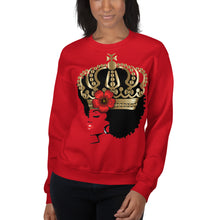 Load image into Gallery viewer, Melanin Melanie V-Day red (with crown & rose) Unisex Sweatshirt