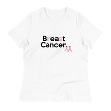 Load image into Gallery viewer, BEAT CANCER Women's Relaxed T-Shirt (2 pink ribbons)