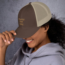 Load image into Gallery viewer, " Pretty Hat Day " (khaki stitch) Trucker Cap
