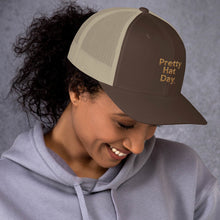 Load image into Gallery viewer, " Pretty Hat Day " (khaki stitch) Trucker Cap