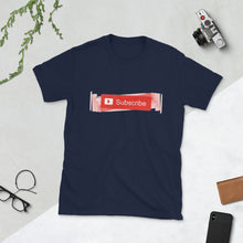 Load image into Gallery viewer, YouTube inspired " Subscribe " (wiggle) short-sleeve unisex tee