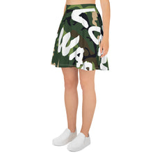 Load image into Gallery viewer, MAKE LOVE NOT WAR Camou Skater Skirt