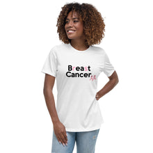 Load image into Gallery viewer, BEAT CANCER Women's Relaxed T-Shirt (2 pink ribbons)