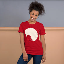 Load image into Gallery viewer, " Melanin Melanie " (red lippie / blonde afro) short-sleeve unisex tee