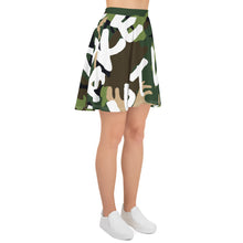 Load image into Gallery viewer, MAKE LOVE NOT WAR Camou Skater Skirt