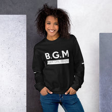 Load image into Gallery viewer, B.G.M Black Girl Magic (white band / sleeved) Unisex Sweatshirt