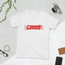 Load image into Gallery viewer, YouTube inspired " Subscribe " (wiggle) short-sleeve unisex tee