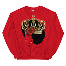 Load image into Gallery viewer, Melanin Melanie V-Day red (with crown & rose) Unisex Sweatshirt