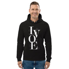 Load image into Gallery viewer, LV Wear "Love" Unisex pullover hoodie (black w/white stars)