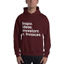 Load image into Gallery viewer, " Inspo, Ideas, Investors & Invoices " Hooded Sweatshirt