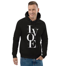 Load image into Gallery viewer, LV Wear "Love" Unisex pullover hoodie (black w/white stars)