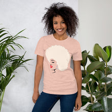 Load image into Gallery viewer, " Melanin Melanie " (red lippie / blonde afro) short-sleeve Unisex tee