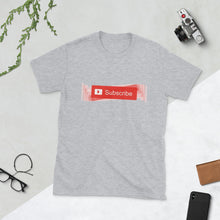 Load image into Gallery viewer, YouTube inspired " Subscribe " (wiggle) short-sleeve unisex tee