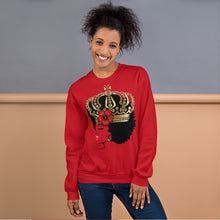 Load image into Gallery viewer, Melanin Melanie V-Day red (with crown & rose) Unisex Sweatshirt