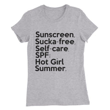 Load image into Gallery viewer, " Sunscreen, Sucka-free " Women’s Slim Fit tee