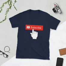 Load image into Gallery viewer, YouTube inspired " Subscribe " (w/finger) short-sleeve unisex tee