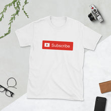 Load image into Gallery viewer, You Tube inspired " Subscribe " short-sleeve unisex tee