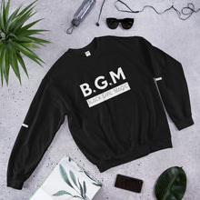 Load image into Gallery viewer, B.G.M Black Girl Magic (white band / sleeved) Unisex Sweatshirt