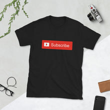 Load image into Gallery viewer, You Tube inspired " Subscribe " short-sleeve unisex tee
