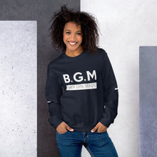 Load image into Gallery viewer, B.G.M Black Girl Magic (white band / sleeved) Unisex Sweatshirt