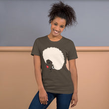 Load image into Gallery viewer, " Melanin Melanie " (red lippie / blonde afro) short-sleeve unisex tee